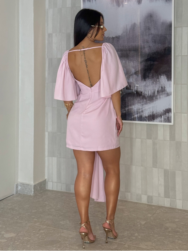 Vestido Manguinha Yara Rosa