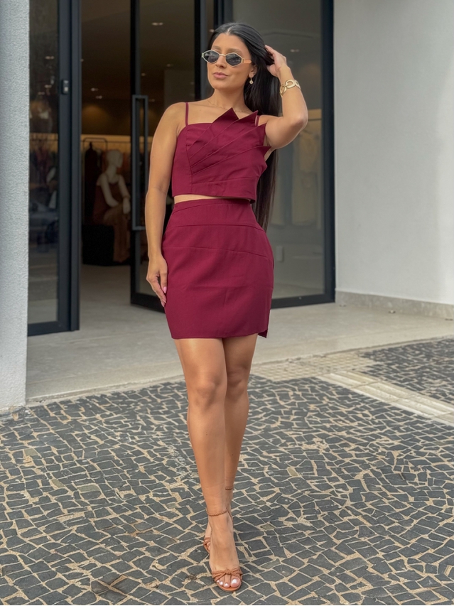 Conjunto Saia Moara Cereja