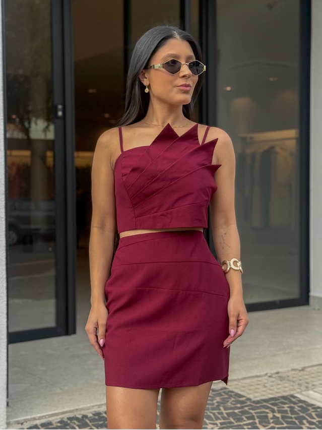 Conjunto Saia Moara Cereja