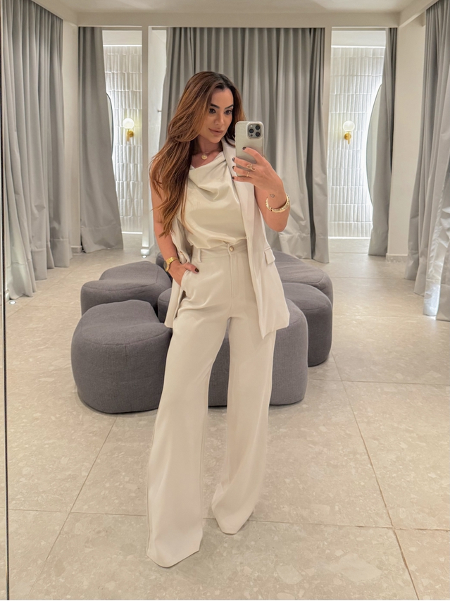 Conjunto Colete Eloise Areia