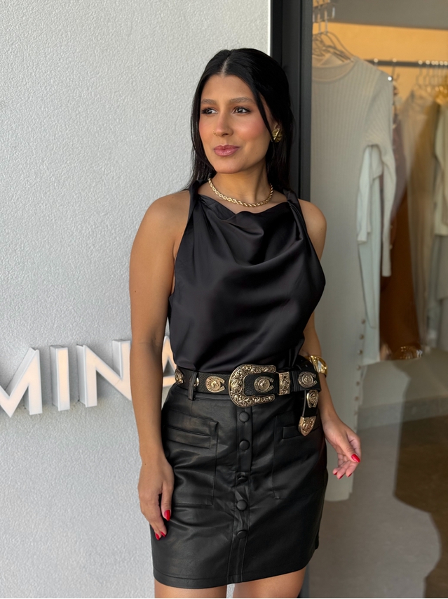 Blusa Cetim Fabricia Preto 