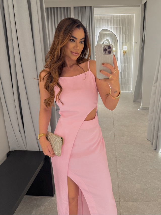 Vestido Midi Fenda Alexia Rosa