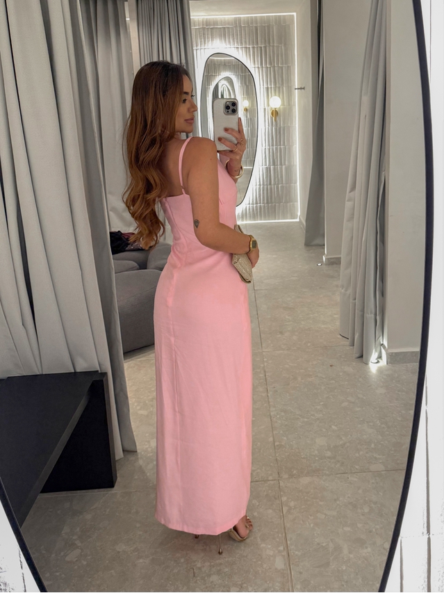 Vestido Midi Fenda Alexia Rosa