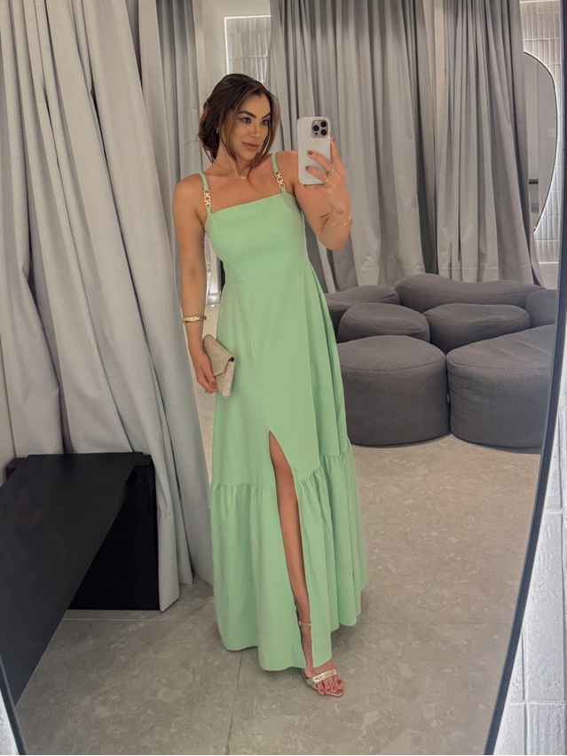 Vestido Linho Cris Verde