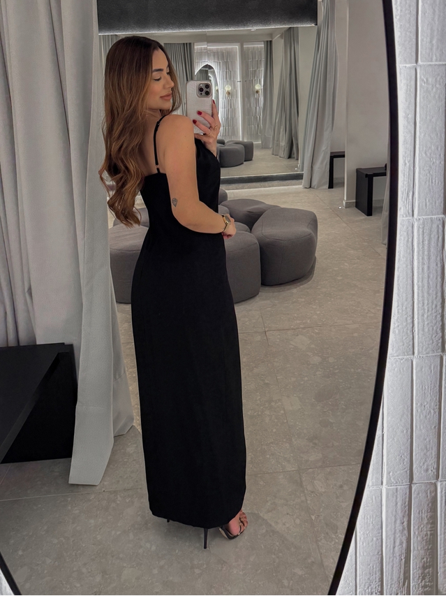 Vestido Midi Fenda Alexia Preto 