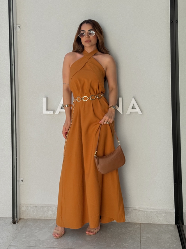 Vestido Midi Frente Única Melina Camelo