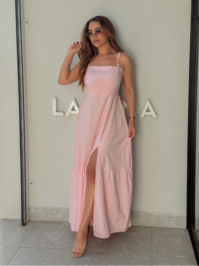 Vestido Linho Cris Rosa