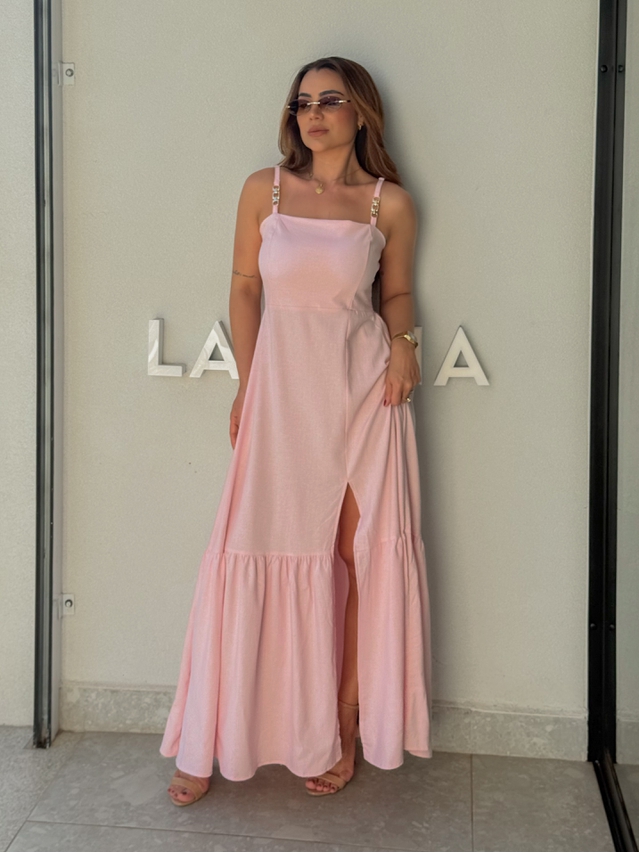 Vestido Linho Cris Rosa