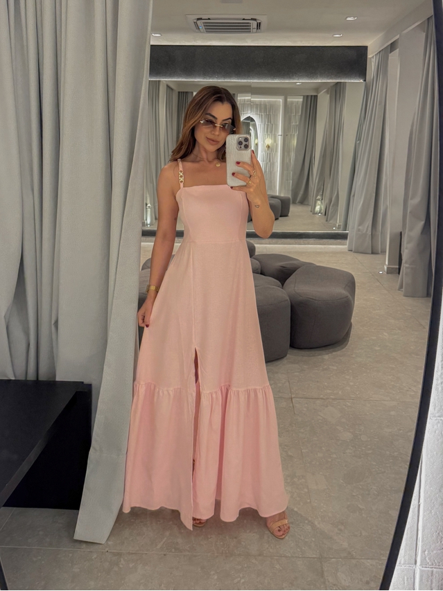 Vestido Linho Cris Rosa