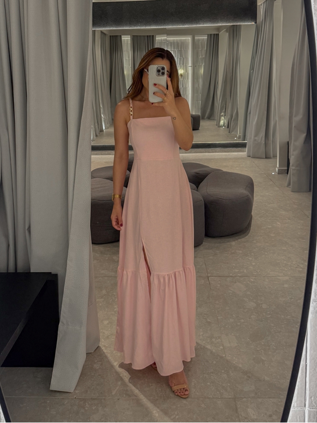 Vestido Linho Cris Rosa