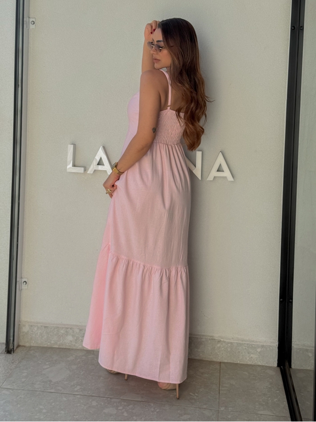Vestido Linho Cris Rosa