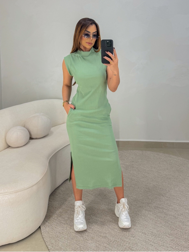 Vestido Canelado Muscle Tee Oliva