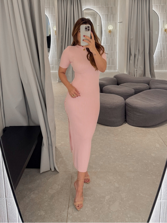 Vestido Tricot Manguinha Roberta Rosa