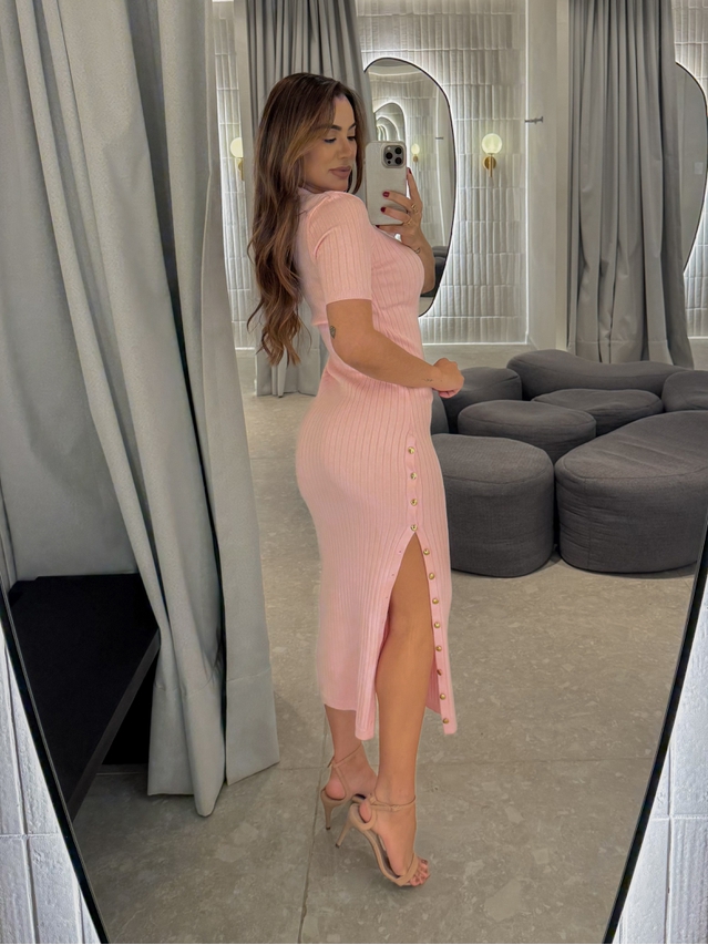 Vestido Tricot Manguinha Roberta Rosa