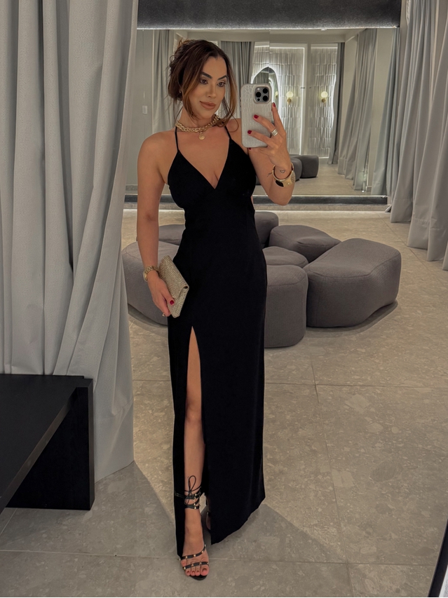 Vestido Midi Manuela Preto