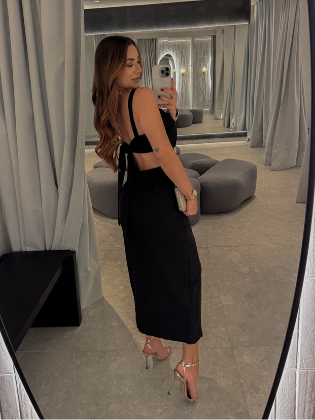 Vestido Midi Violeta Preto