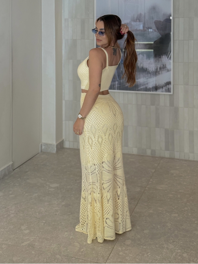 Vestido Tricot Ariela Manteiga