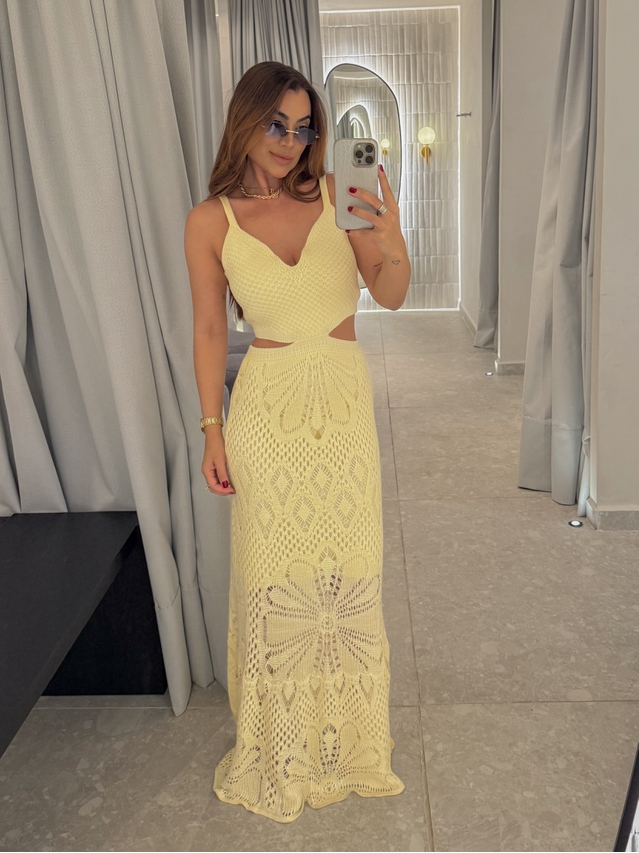 Vestido Tricot Ariela Manteiga