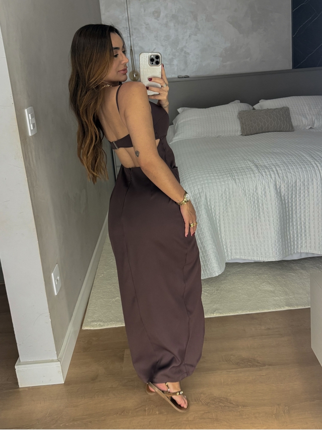 Vestido Midi Poliana Café 