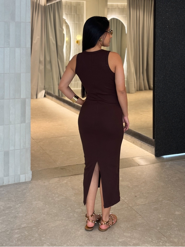 Vestido Canelado Romana Café