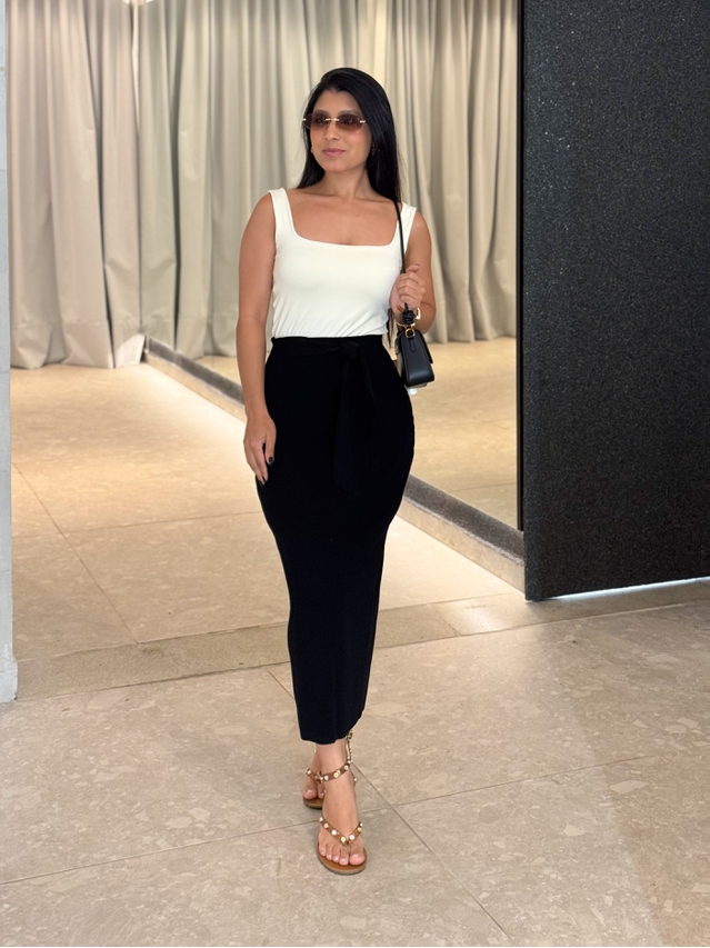 Saia Midi Tricot Lilly Preto
