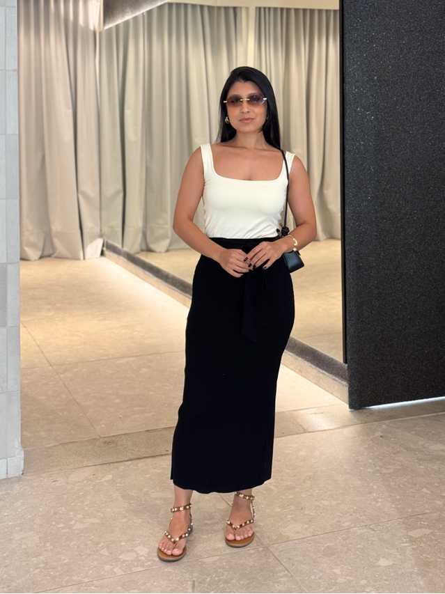 Saia Midi Tricot Lilly Preto