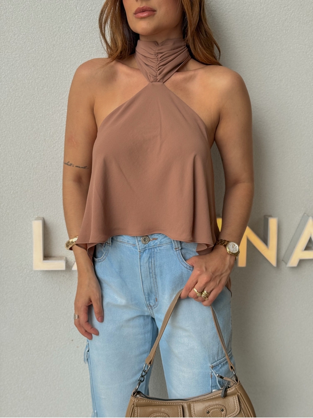 Blusa Frente Única Emma Marrom