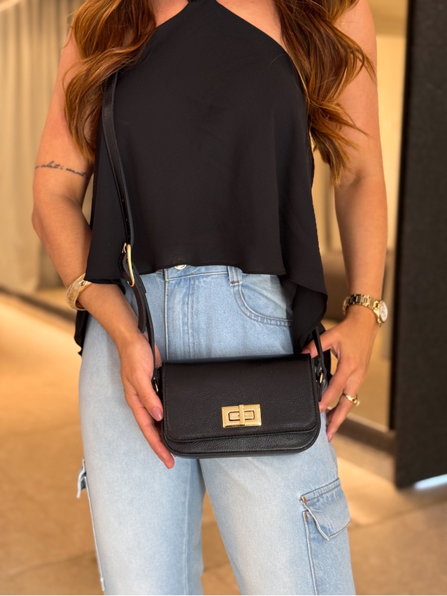 Bolsa Couro Guta Preta
