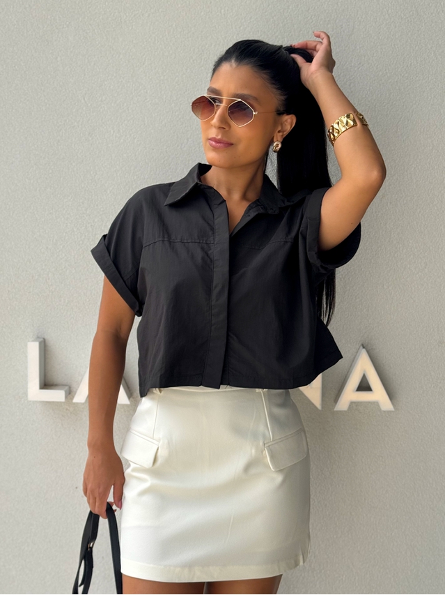 Camisa Cropped Jessica Grafite
