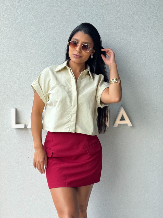 Camisa Cropped Jessica Creme