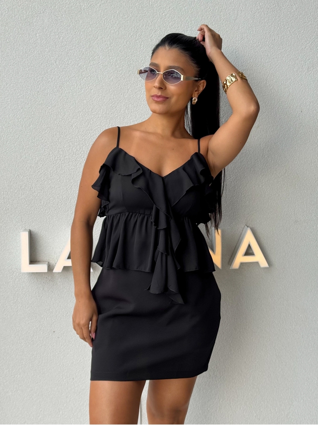 Blusa Alça Babado Solange Preto