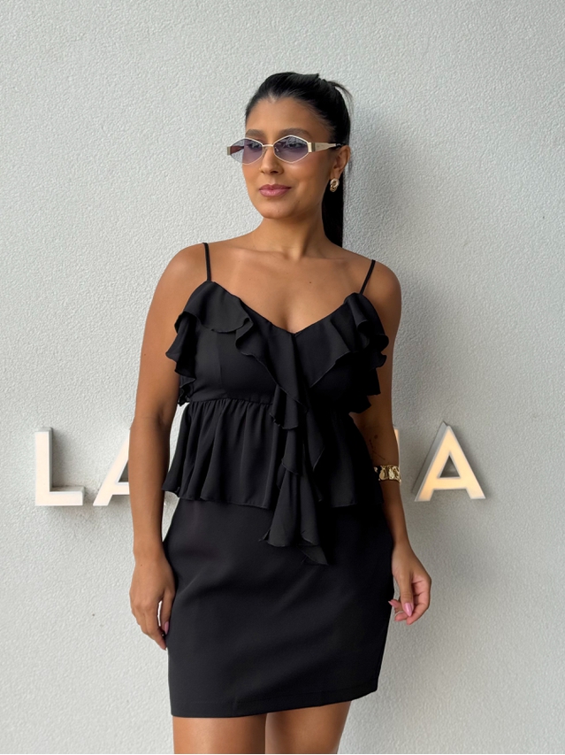 Blusa Alça Babado Solange Preto