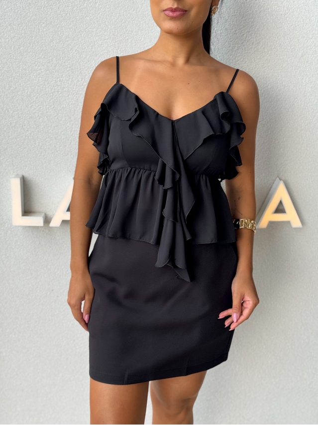 Blusa Alça Babado Solange Preto