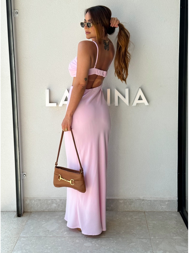 Vestido Midi Liso Briana Rosa