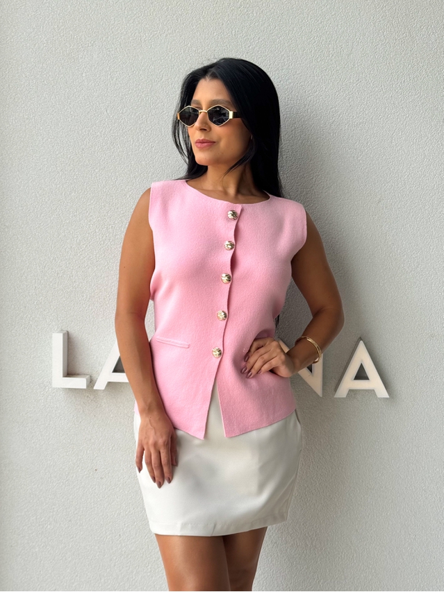 Colete Tricot Mara Rosa