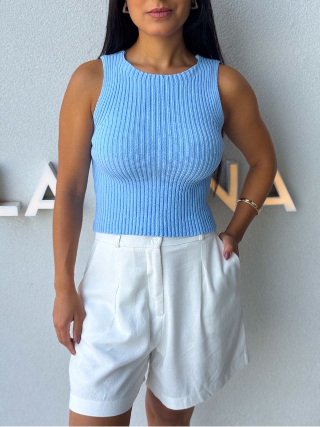 Cropped Tricot Celinne Azul Bebê 