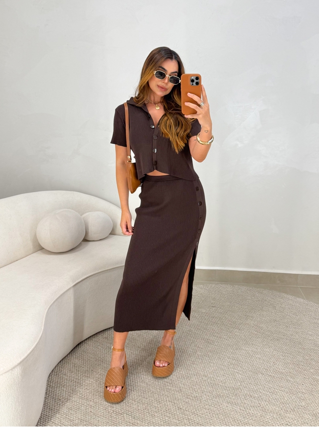 Conjunto Botões Vivian Café 