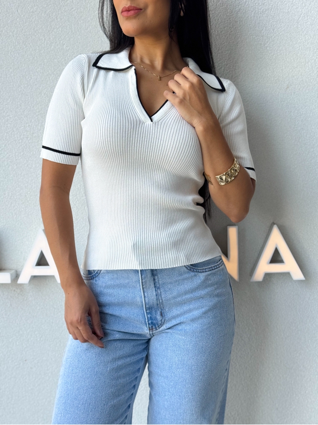 Blusa Gola Polo Leda Branca