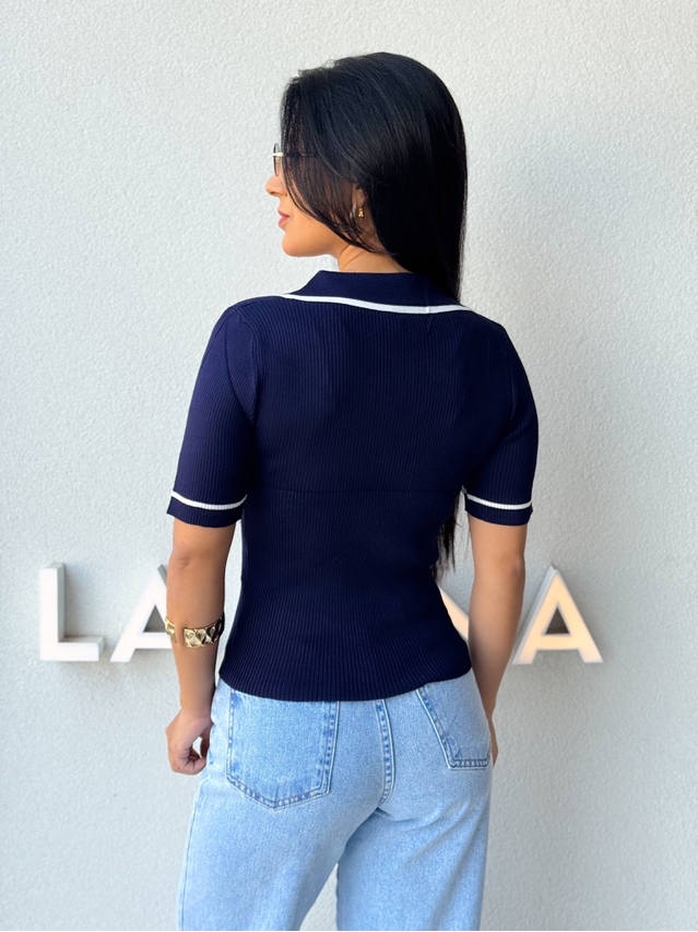 Blusa Gola Polo Leda Marinho