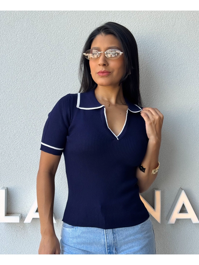 Blusa Gola Polo Leda Marinho