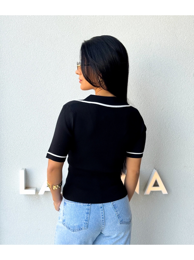 Blusa Gola Polo Leda Preta