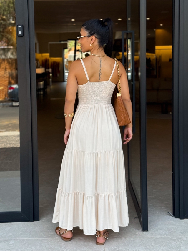 Vestido Midi Atenas Areia