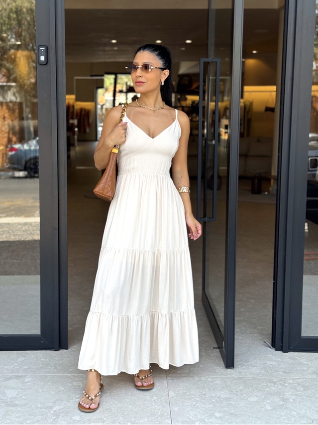 Vestido Midi Atenas Areia