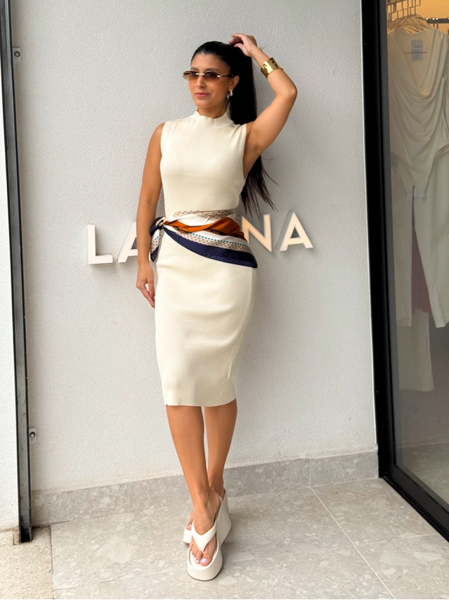 Vestido Tricot Valéria Areia