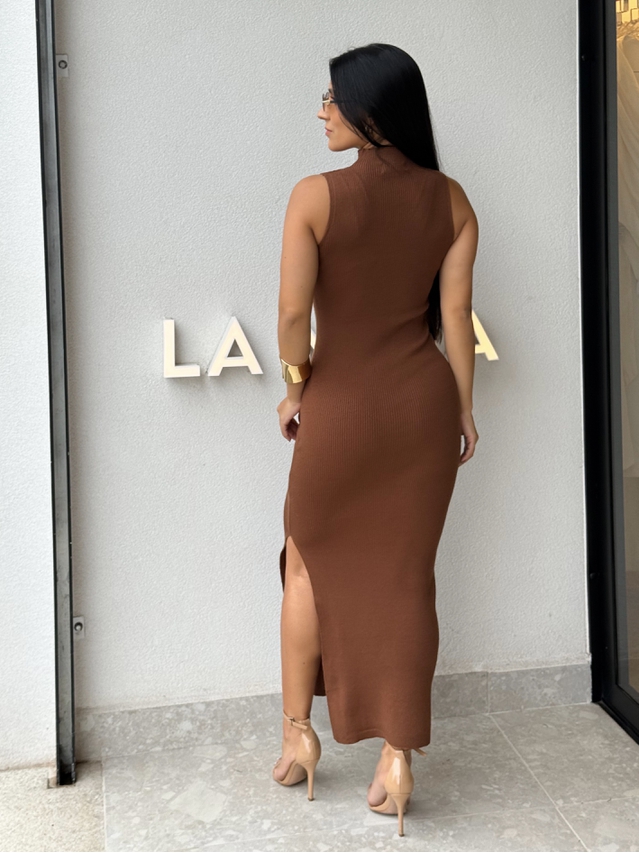 Vestido Midi Tricot Simone Café 