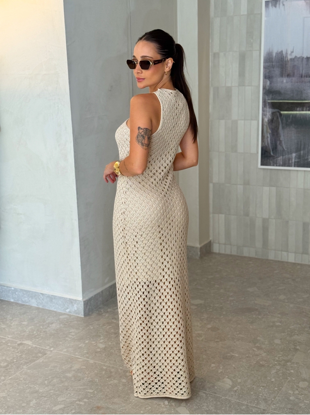 Vestido Tricot Jordana Areia