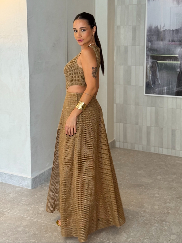 Vestido Tricot Rosane Dourado