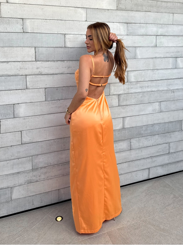 Vestido Acetinado Gabi Aperol