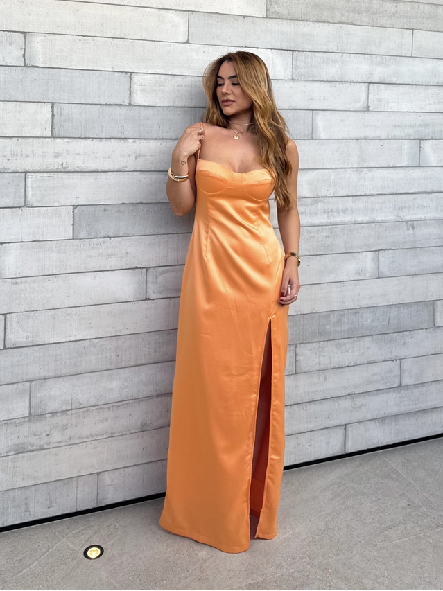 Vestido Acetinado Gabi Aperol