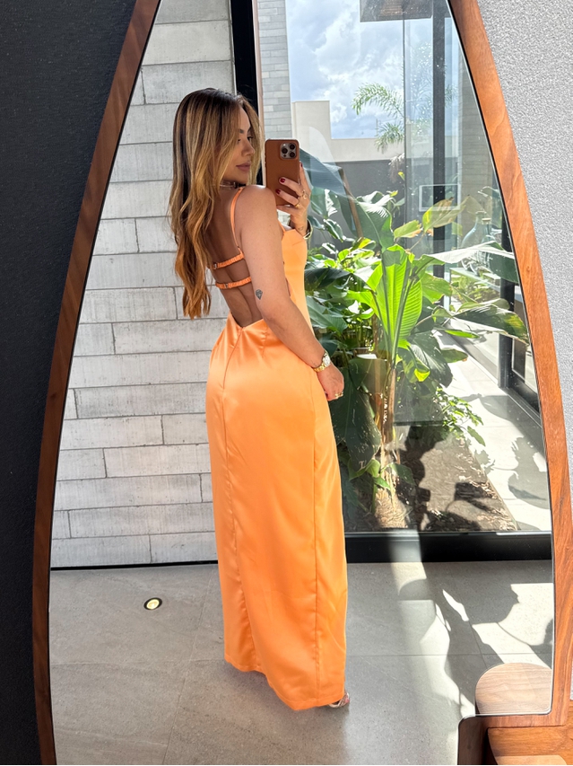 Vestido Acetinado Gabi Aperol